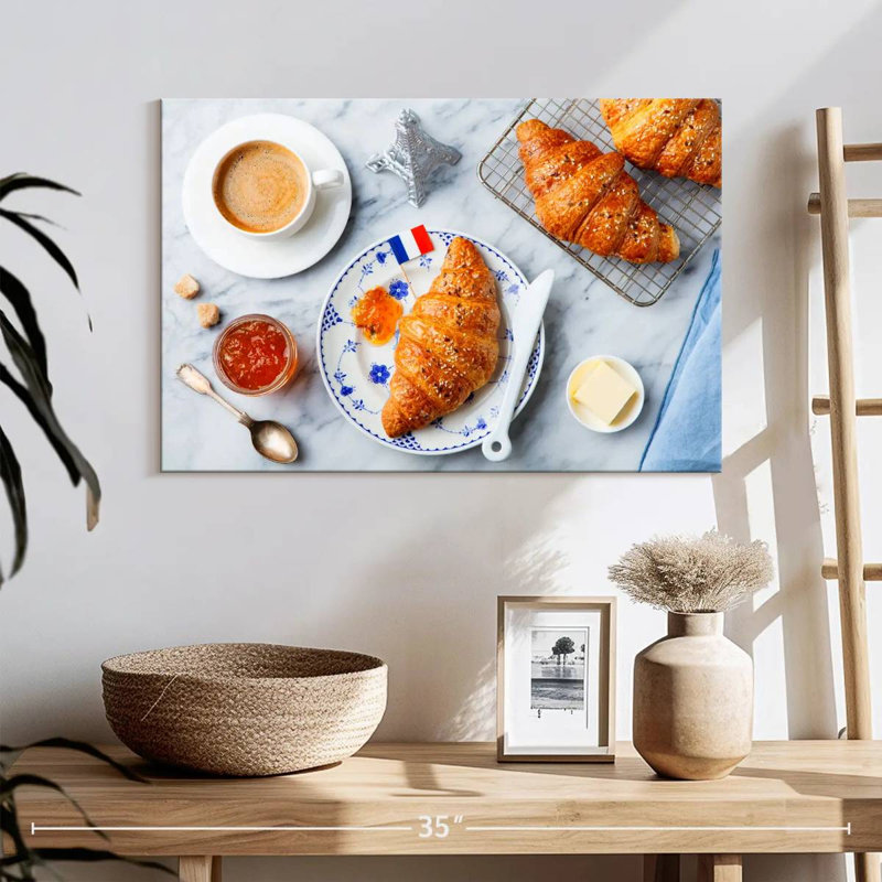Yarlin, croissants français et café, H 32 po x l 48 po