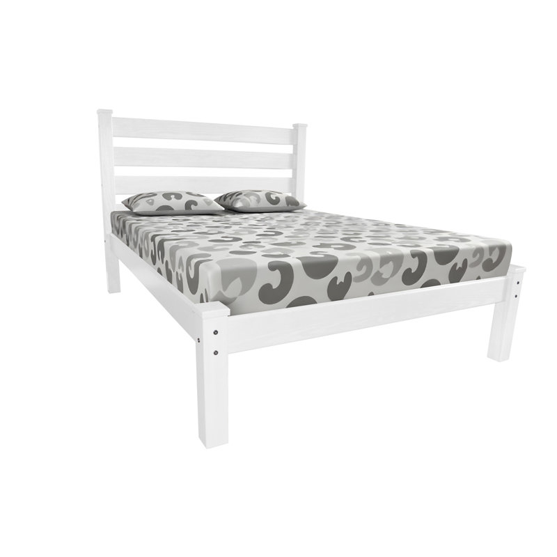White Solid Wood Queen Bed Frame