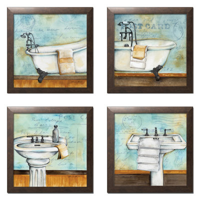 «Vintage Bathaign and Sink Bathroom», ensemble d'impression d'art graphique
