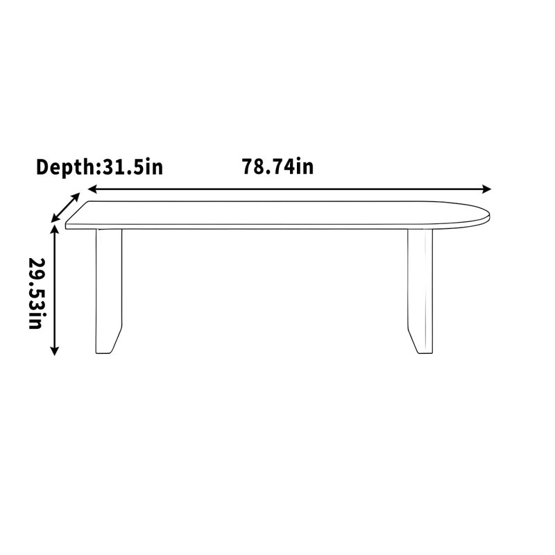Bureau noir, bureau semi-circulaire et table d'étude, H 29,53 po x l 78,74 po x P 31,5 po