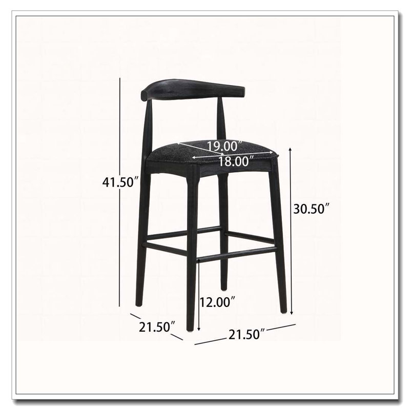 Tabouret de bar en bois, Siège noir / structure noire, Tabouret de bar (hauteur du siège de 30,5 po)