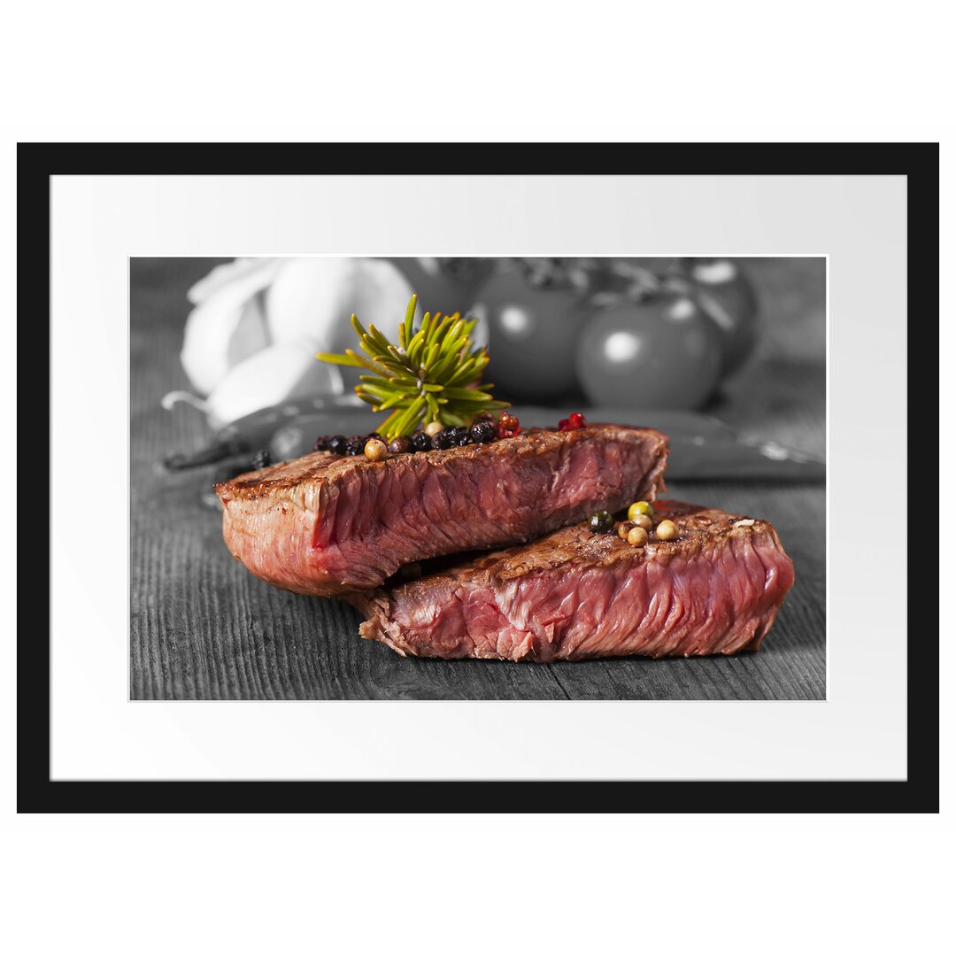 Gerahmtes Poster Leckeres Pfeffer Steak Medium