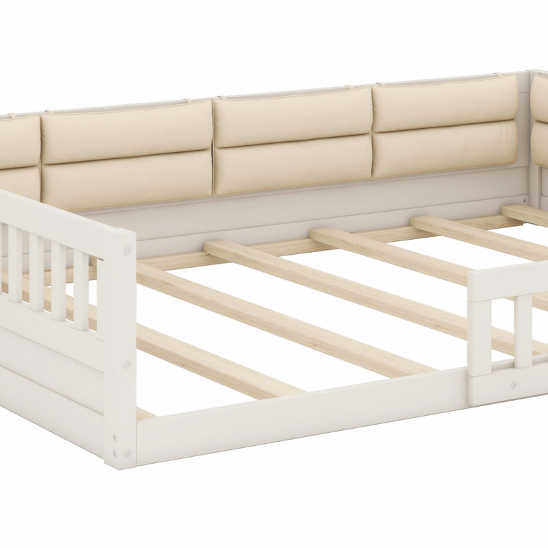 Illyanna Upholstered Panel Bed, Beige