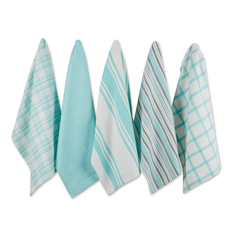Cotton Stripe Jacquard Tea Towel Kitchen Towel, Aqua