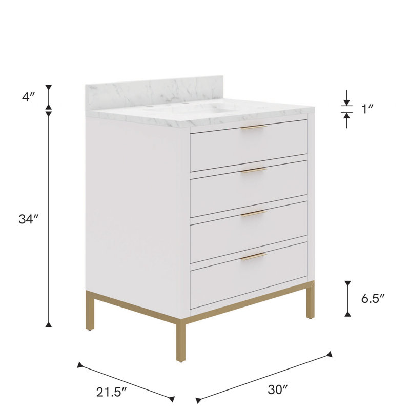 30'' W Single Vanity, Pure White, No, 30"