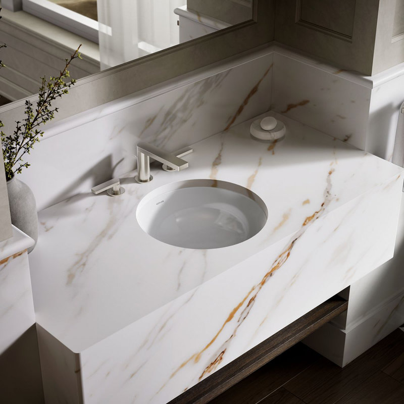 KOHLER Camber, ARTIST EDITIONS Round Undermount Bathroom Sink, Biscuit