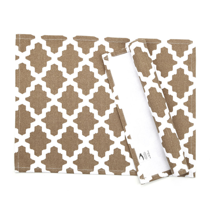 Wilhoit Cotton Geometric Rectangle Placemat, Beige