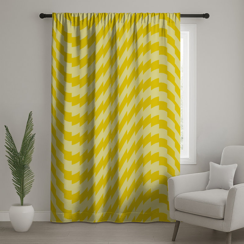 Yellow Optical Illusion Window Curtains, Optical Sheer & Blockout Curtains - 1 Panel, Blockout, 50" x 80" - 1 Panel