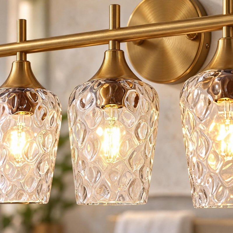 Trois lumières de meuble-lavabo modernes à abat-jour en verre transparent pour salle de bain