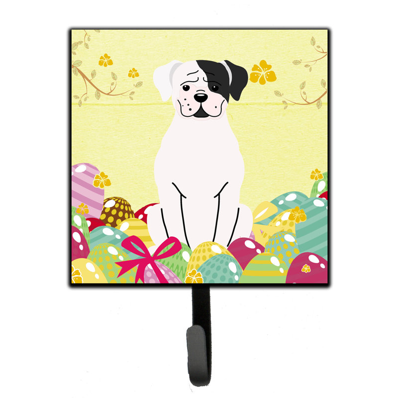 Mcelyea Metal Wall Organizer with Key Hooks, Yellow/White/Black, White Boxer Cooper
