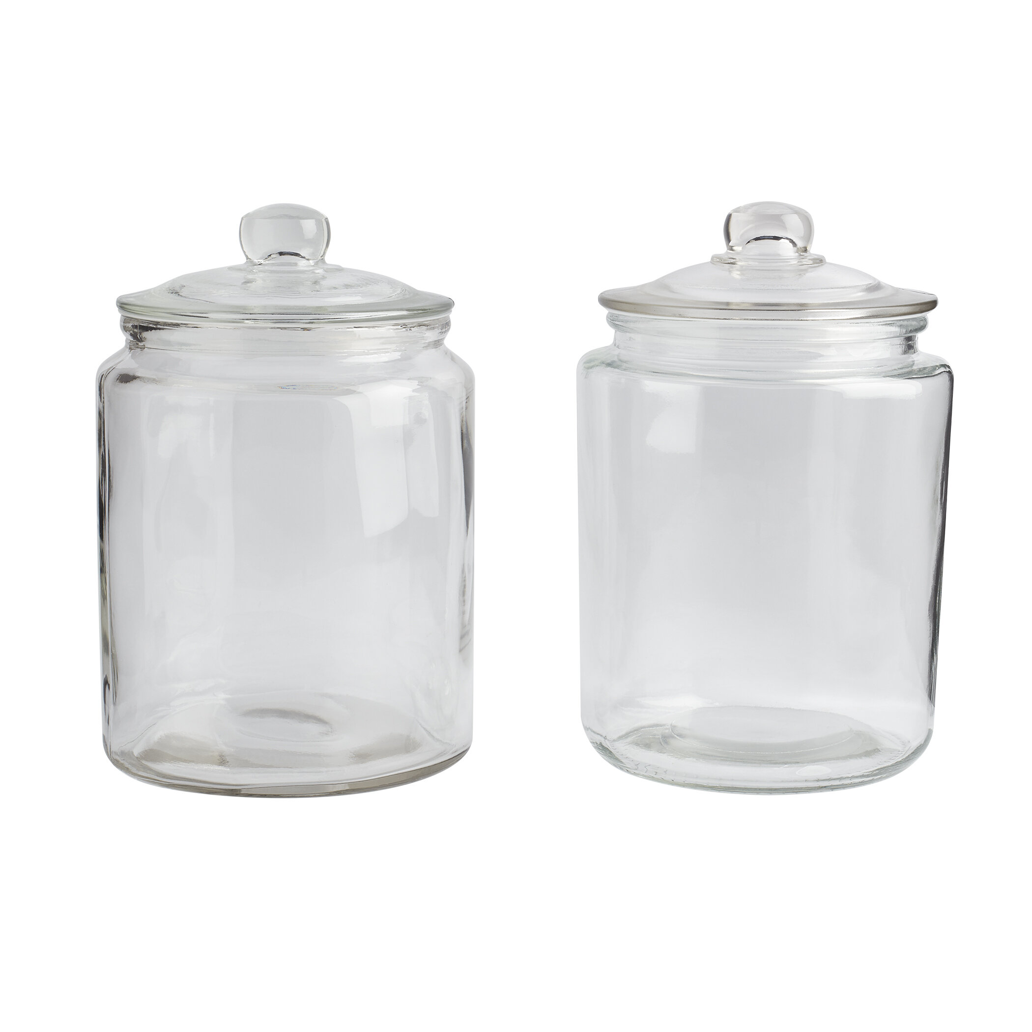 JoyFul Round Glass Cookie Jar with Airtight Lids - 67 oz - Set of 2
