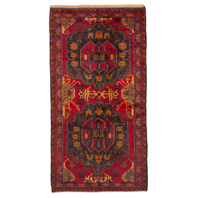 Tapis rouge Teimani 3 pi 6 po x 6 pi 9 po