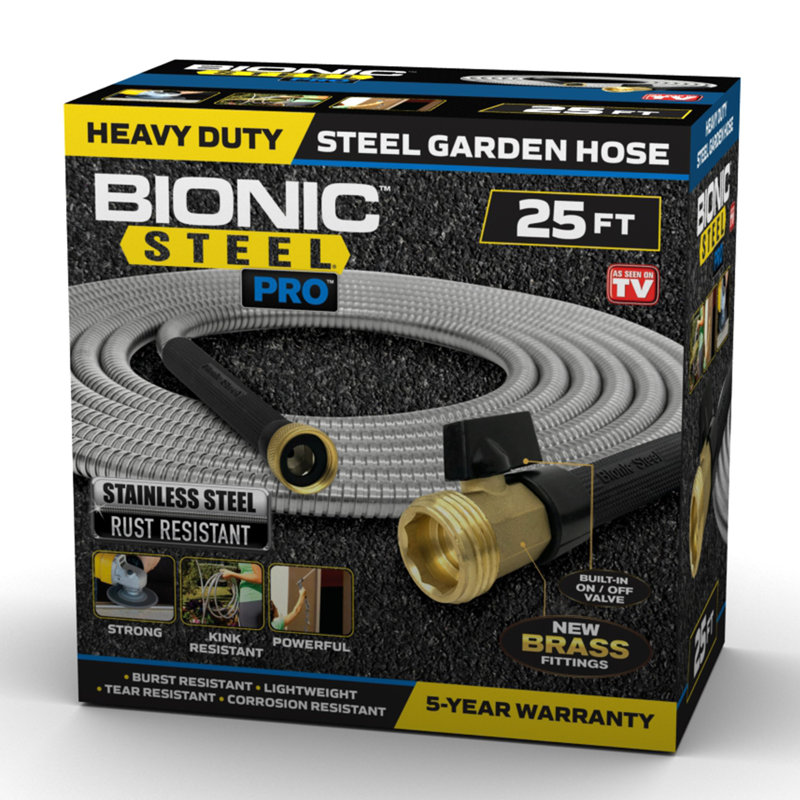 Boyau d'arrosage en acier inoxydable 304 de 30 pi avec bec en laiton Pro Bionic