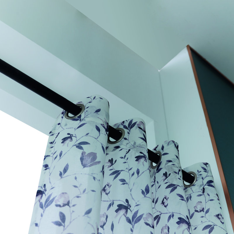 Panneau de rideau simple diaphane avec œillets Domoni, l 52" x L 95", Gris