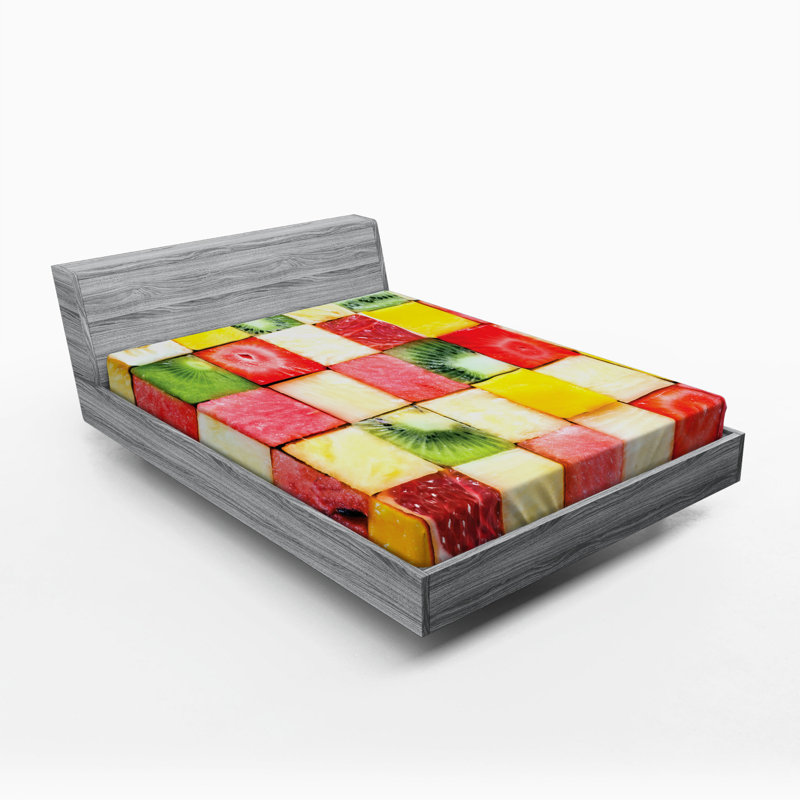 Fruit Microfiber Geometric Fitted Sheet, Full Fitted Sheet