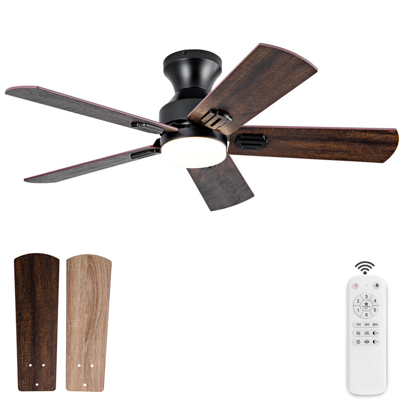 Ceiling Fans With Lights, Matte Black, 230 RPM, Dark Walnut Wood