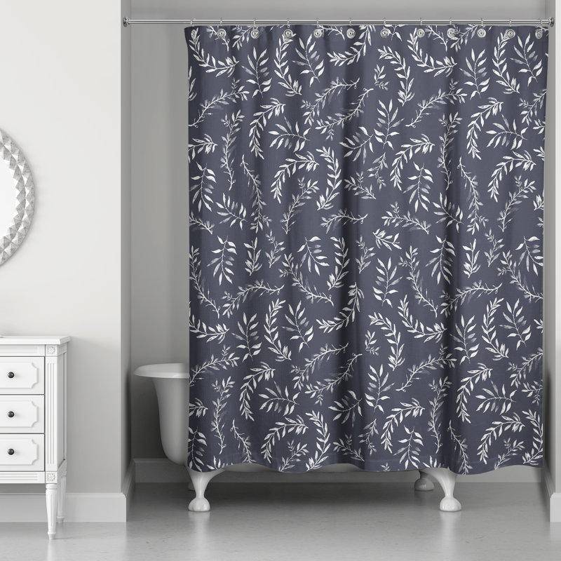 Rideau de douche Floral, Bleu marine