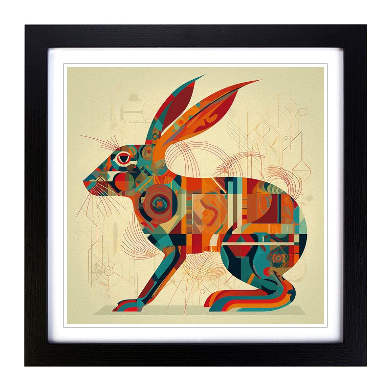 Hare Constructivism No.3 - Framed Print, Black