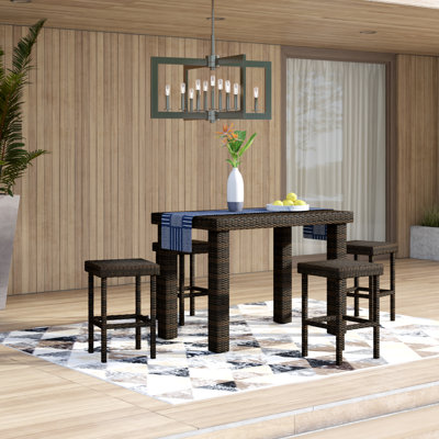 Crosson 4 - Person Wicker Patio Dining Set Rectangular Table
