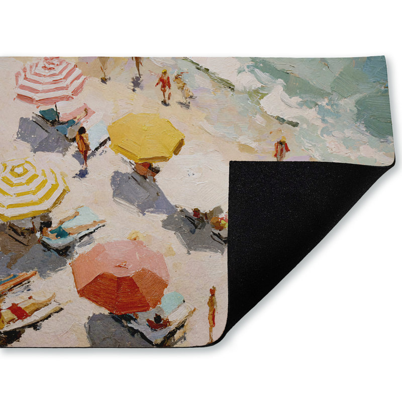  Tapis de porte à séchage rapide antidérapant Summer Sunbather with Umbrellas, Parasols