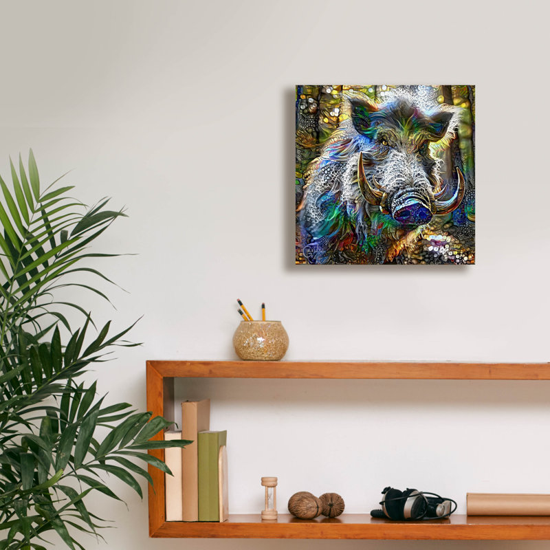 «Wild Boar» par Pedro Gavidia, art mural, H 12 po x l 12 po