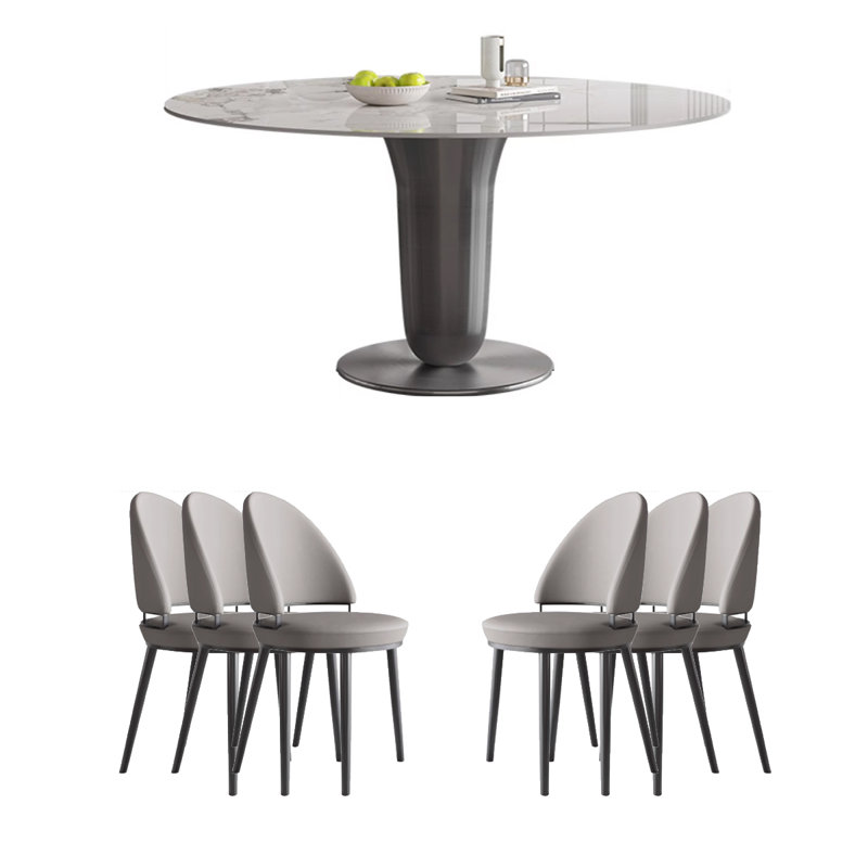 Ensemble de salle à manger Rock Plate, H 29,53 po x L 59,06 po x l 59,06 po, 7 pièces : table, 6 chaises