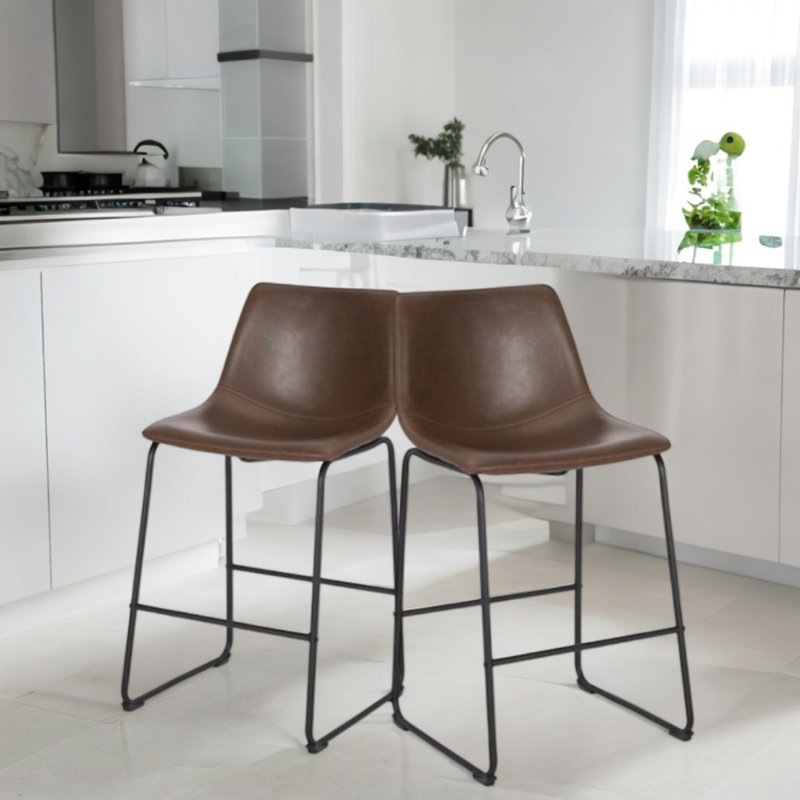 Kyhia Industrial Counter Stool, Brown