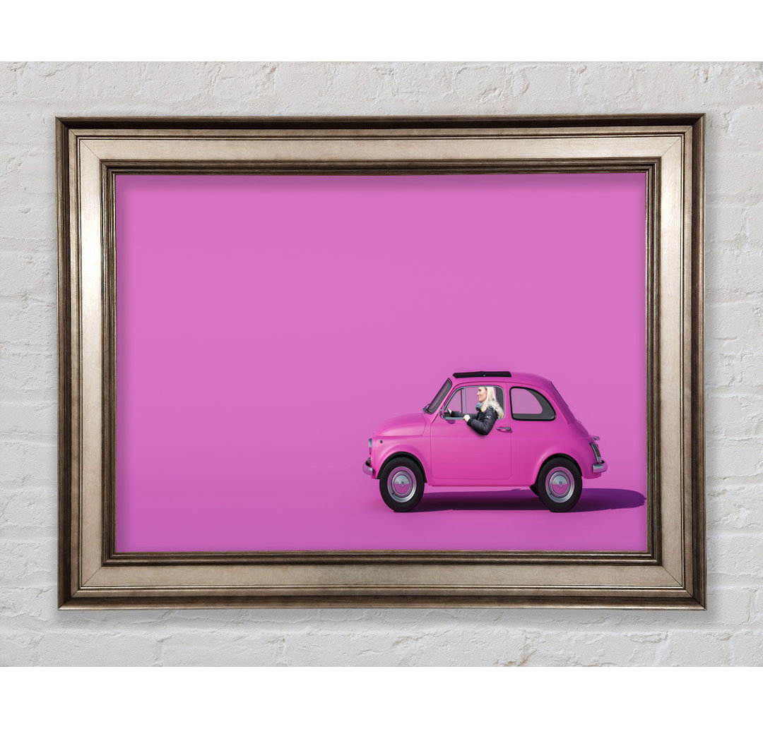 Rosa Fiat 500 Classic - Einzelner Bilderrahmen Kunstdrucke