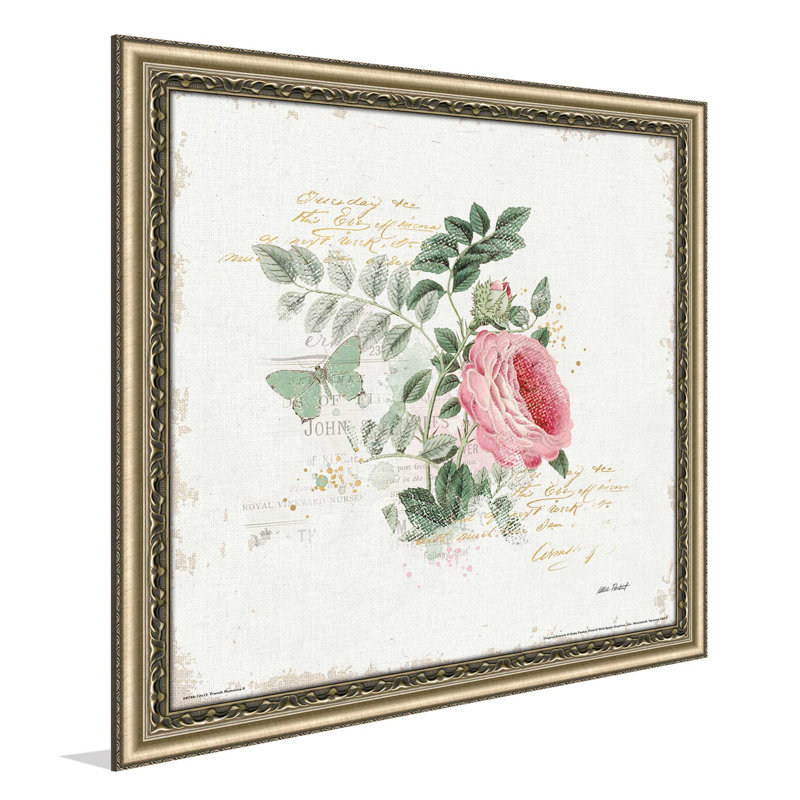 «French Romance II», reproduction de peinture à l'aquarelle, H 31,5 po x l 31,5 po x P 1 po, Encadrement champagne
