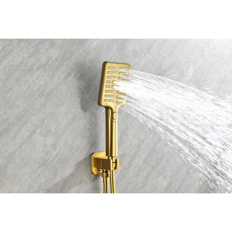 Douche de pluie en laiton à fixation murale, 3 jets de corps et douche à main en laiton