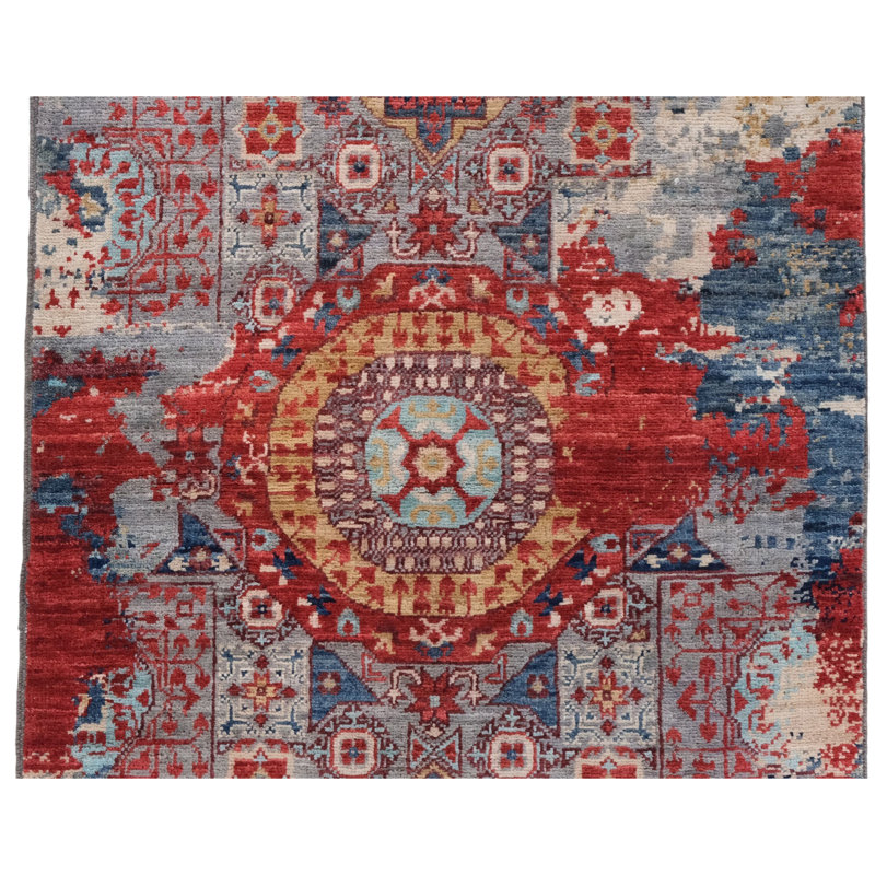High-Quality Hand-Knotted Red And Blue Area Rug