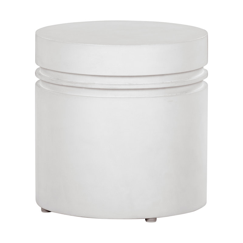 Santori Round Outdoor Side Table, Ivory White, 16" H x 16" W x 16" D
