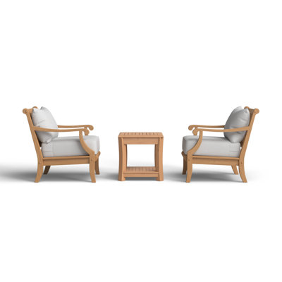 Mabrey Teak Outdoor 2 - Person Seating Group with Cushions