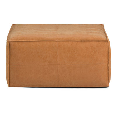 Brody Large Square Coffee Table Pouf in Vegan Faux Leather by Simpli Home