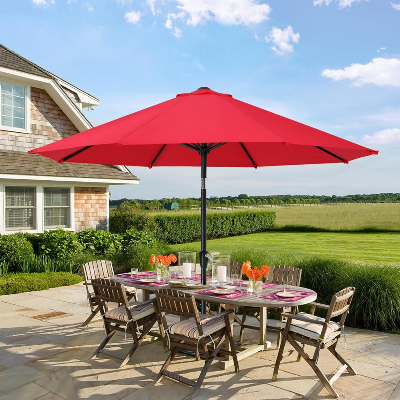 Parasol de marché avec manivelle Lorola, Rouge