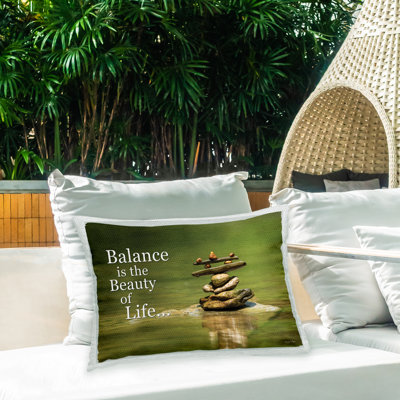 Beauty of Life Phrase Outdoor Printed Pillow by Susie Boyer