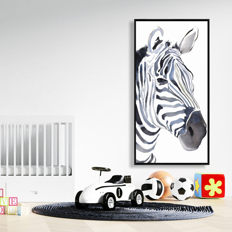 Watercolor zebra - 24"x48" Framed canvas