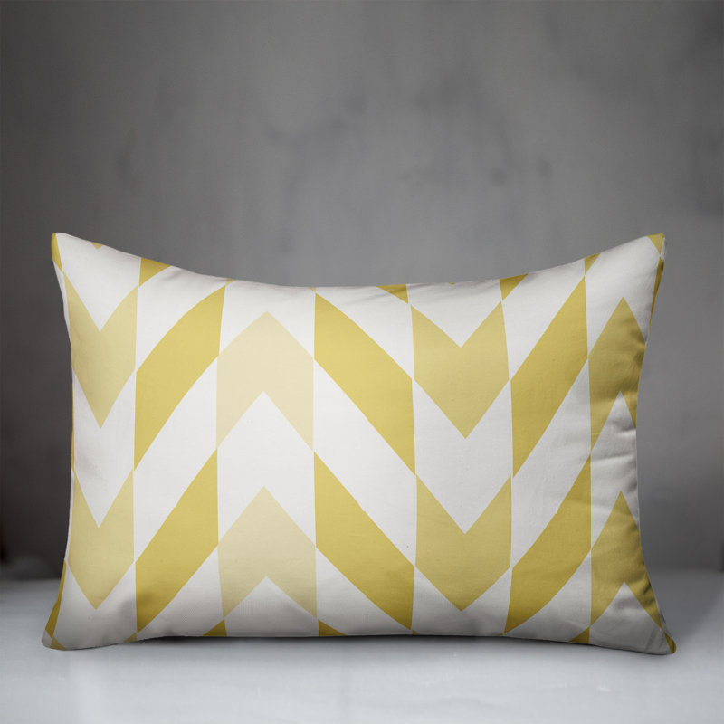 Geometric Outdoor Reversible Throw Pillow, Yellow