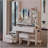 Full Body Mirror Cabinet + Round LED Vanity Table + Cushioned Stool, 17\-1080785586