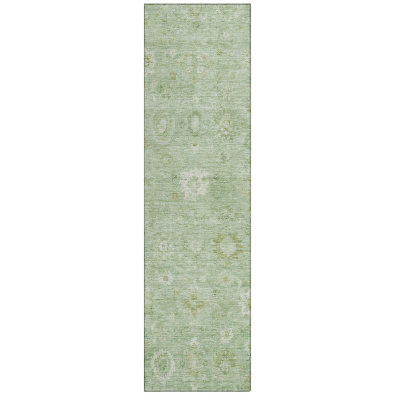 Machine Washable Indoor/Outdoor Xhevrie Aloe Rug, Runner 2'3" x 7'6"