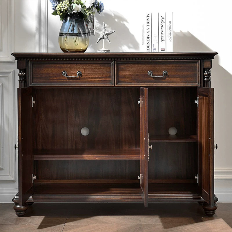 Banc de rangement pour chaussures en bois massif noyer foncé