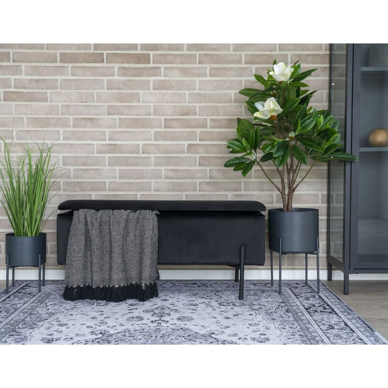 Larina Polyester Upholstered Storage Bench, Black