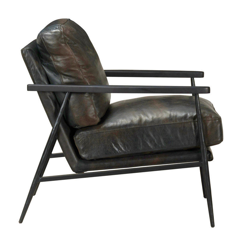 Arnold Leather Club Chair, Black/Black