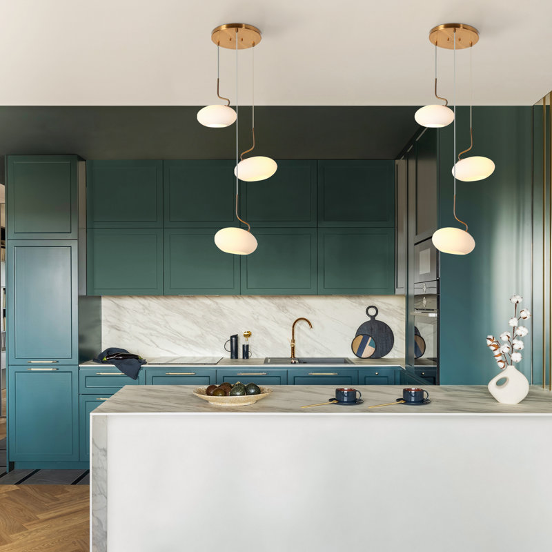 3 - Light Modern Coloured Glass Cluster Pendant UL Certified