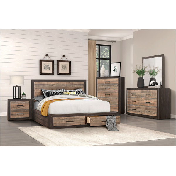 Loon Peak® Reba Antique-Brass-Ebony Bedroom Set 4&1 | Wayfair