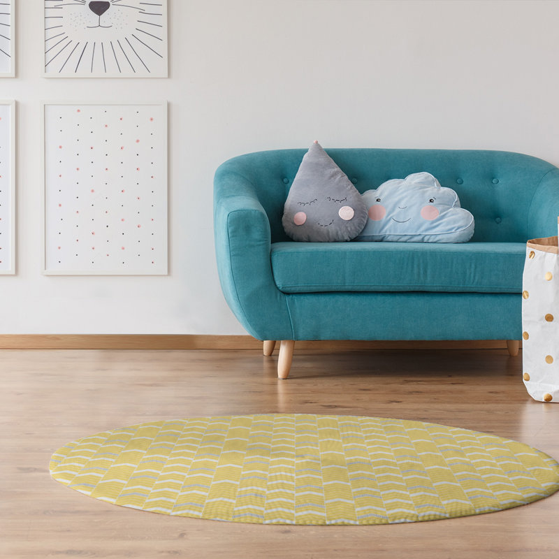 Chenille Chevron Indoor Rug, Round 5'