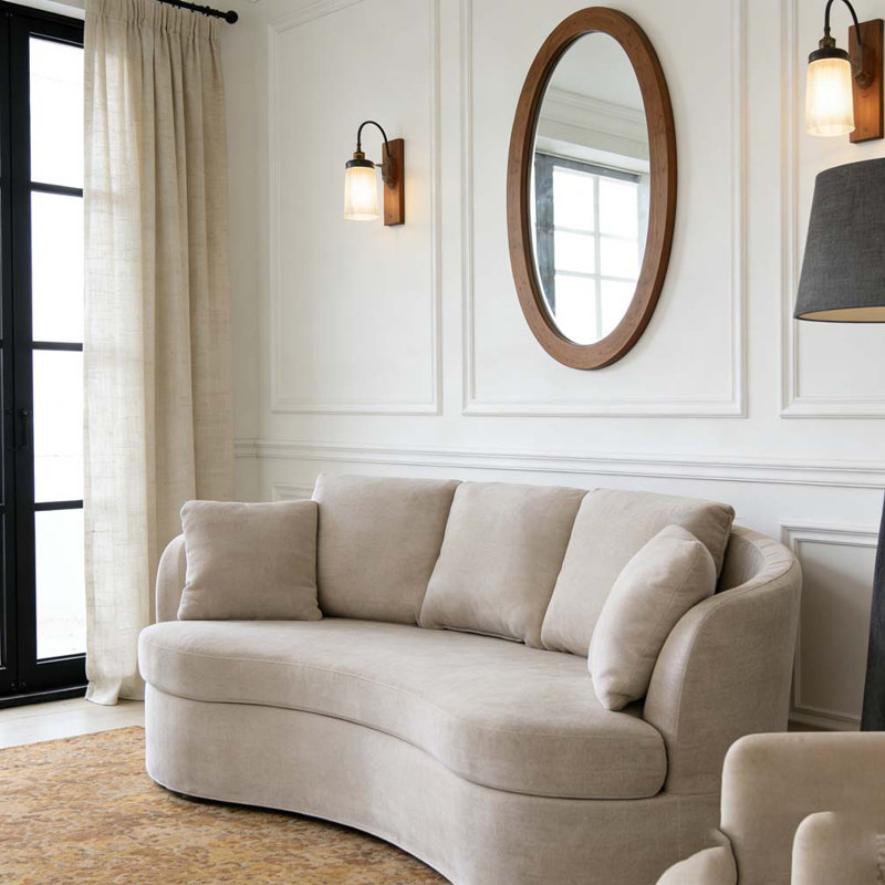 Canapé incurvé de 73,82 po, chenille moelleuse de luxe moderne extra-profonde, Taupe