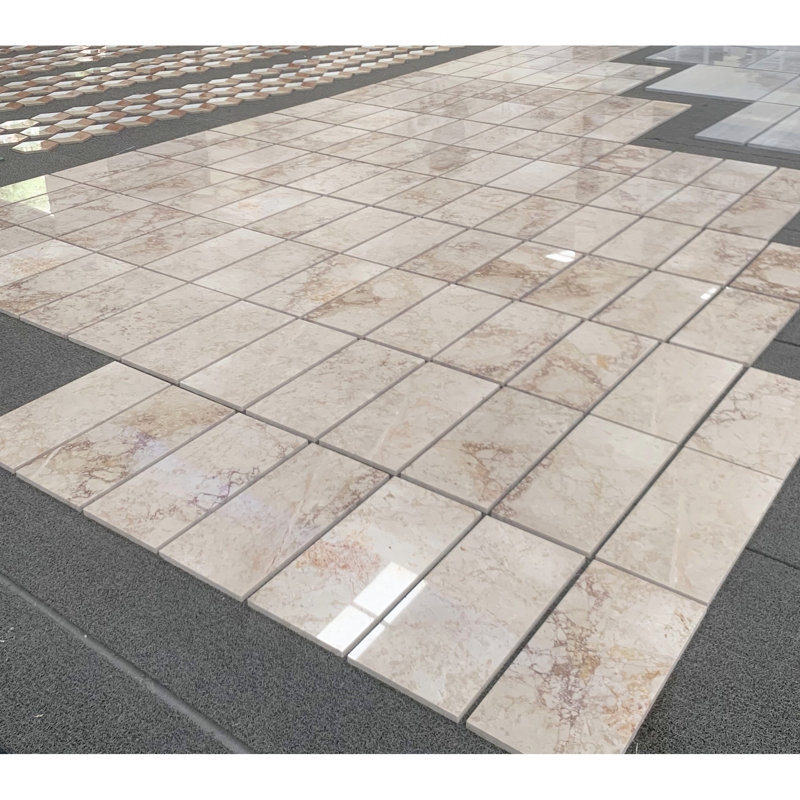 Carreaux de marbre véritable rose 12 x 24, poli, pour un usage résidentiel à l'intérieur des murs et des planchers, 4 par boîte, pièces de design luxueux, variation naturelle
