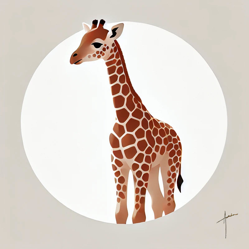 Girafe sur toile tendue, H 12 po x l 12 po