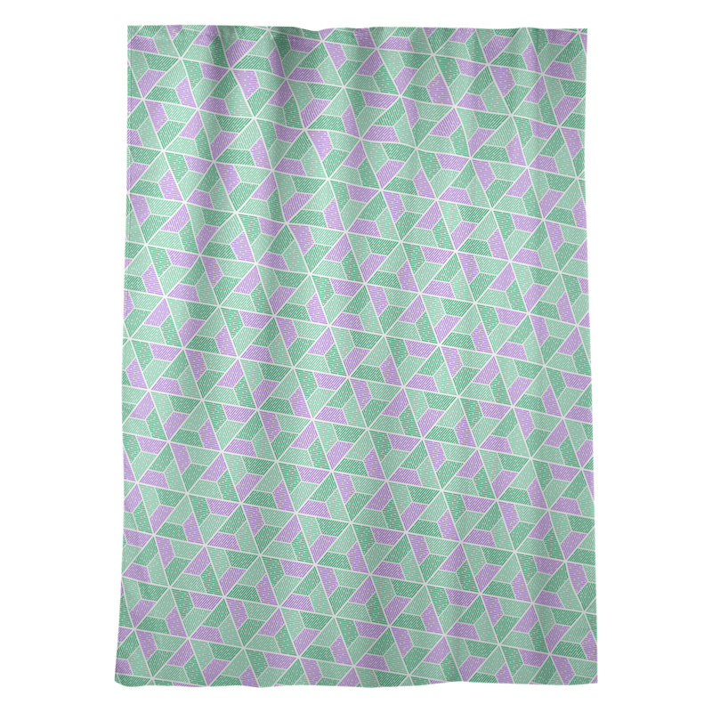 Panneau de rideau simple transparent avec passe-tringle trapézoïdals, Vert / mauve